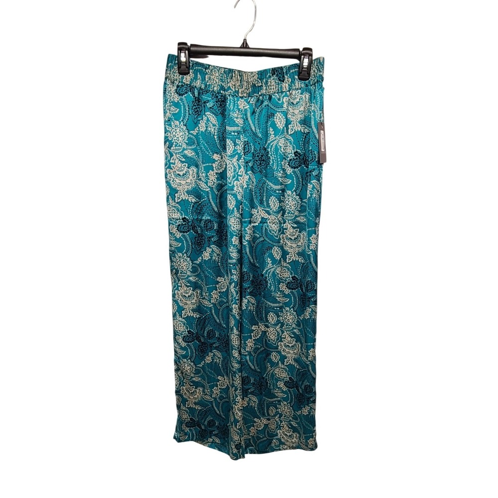 Vince Camuto Teal Floral Wide Leg Pants‎ Size Small New With Tags